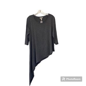 Soma Heather Gray Graphite Soft Jersey Asymmetrical Hem 3/4 Sleeve Top S…